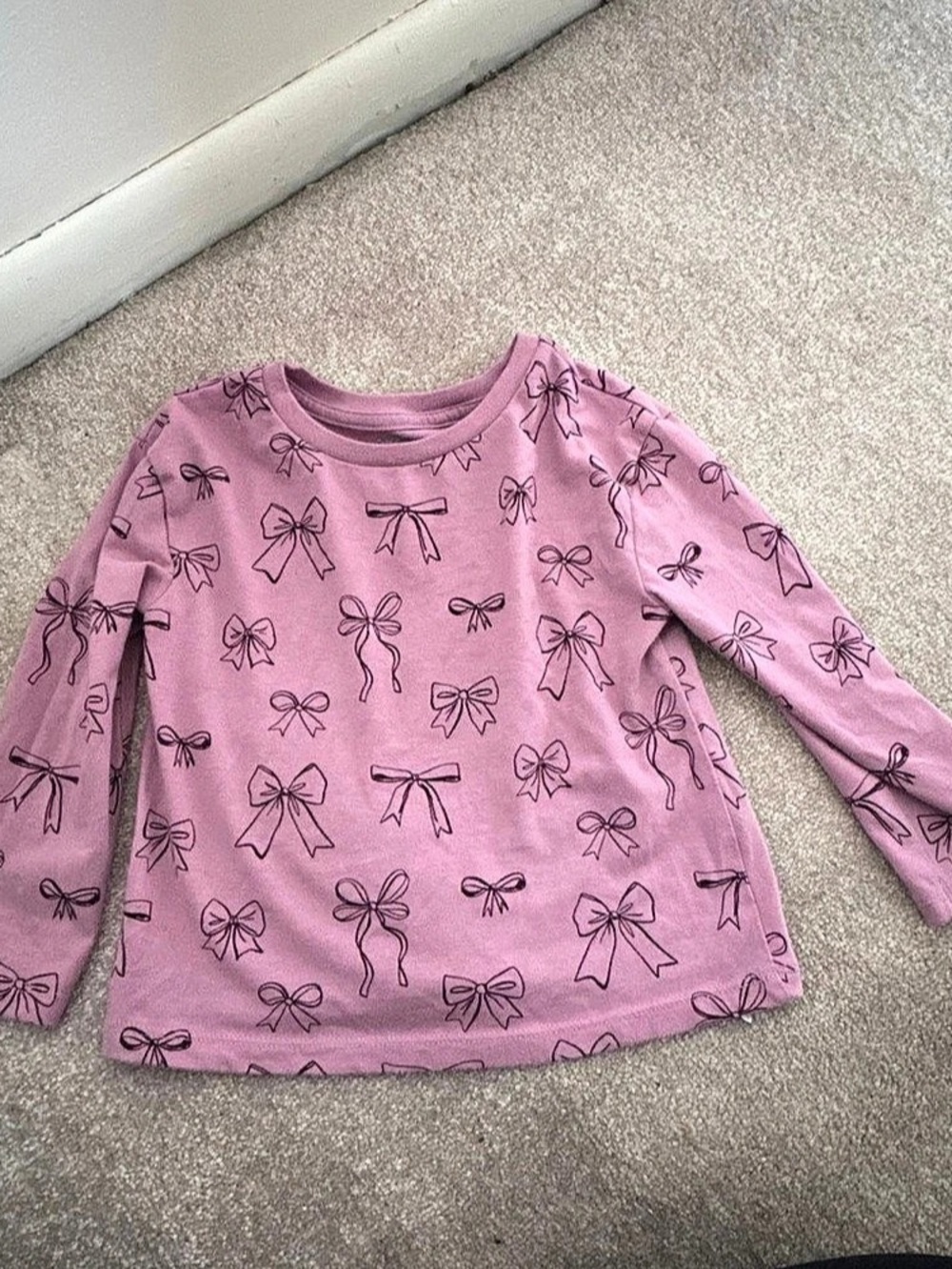 Cat & Jack Toddler Girls' Bow Printed Long Sleeve T-Shirt Pink 3T